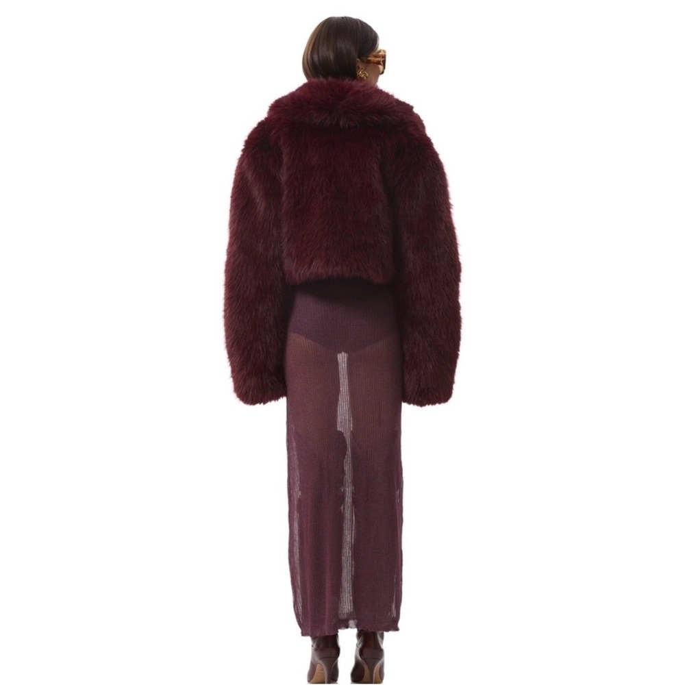 AFRM Stephanie Faux Fur Jacket, Burgundy (Port), Size Large, CHIC CLASSIC NWT - Picture 6 of 7